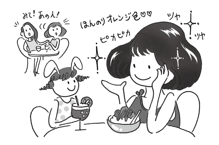 ヘナでピカピカの髪の女性